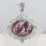 Raw Pink Tourmaline Quartz Silver Pendant