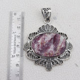 Raw Pink Tourmaline Quartz Silver Pendant