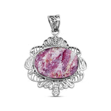 Raw Pink Tourmaline Quartz Silver Pendant