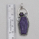 Natural Charoite 925 Silver Pendant