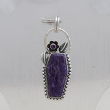 Natural Charoite 925 Silver Pendant