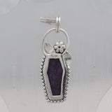 Natural Charoite 925 Silver Pendant