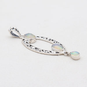 Ethiopian Opal Silver Designer Drop Pendants