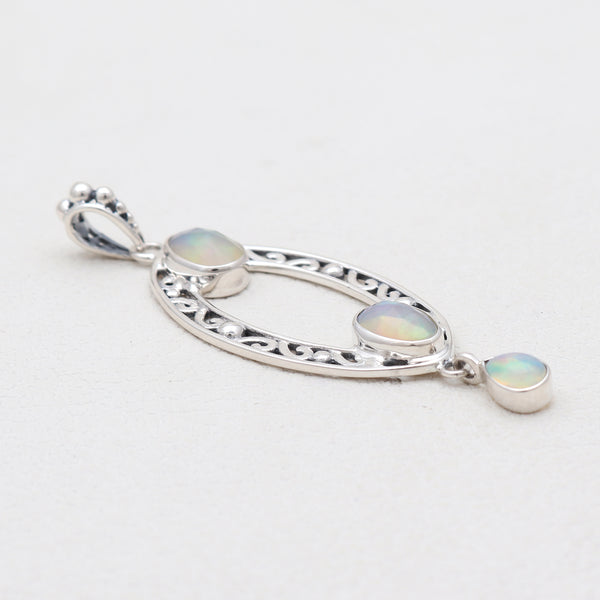 Ethiopian Opal Silver Designer Drop Pendants