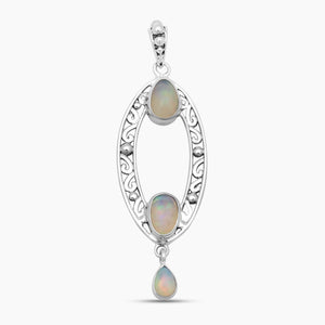 Ethiopian Opal Silver Designer Drop Pendants