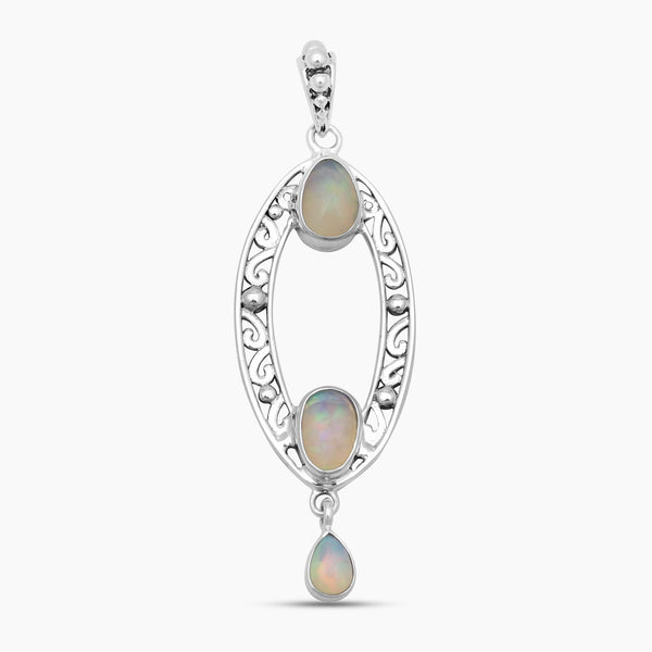 Ethiopian Opal Silver Designer Drop Pendants