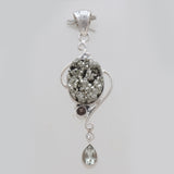 Pyrite Druzy With Multistone Drop Pendants