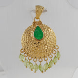 Beautiful Uvarovite Pendant Gold Plated Over 925 Sterling Silver