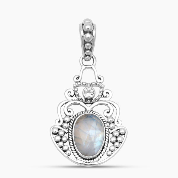Rainbow Moonstone Silver Designer Pendants