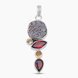 925 Sterling Silver Coin & Garnet Pendants