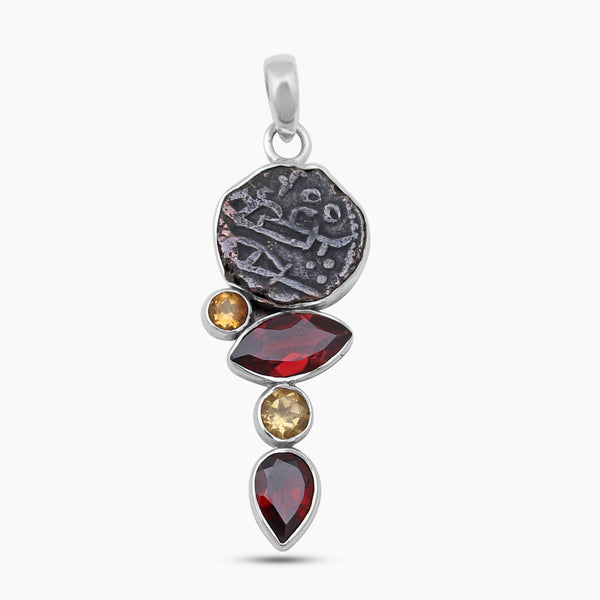 925 Sterling Silver Coin & Garnet Pendants