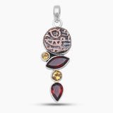 925 Sterling Silver Coin & Garnet Pendants