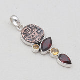 925 Sterling Silver Coin & Garnet Pendants