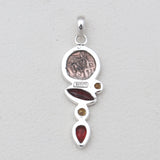 925 Sterling Silver Coin & Garnet Pendants