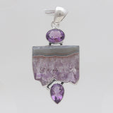 925 Sterling Silver Amethyst Slice Pendants
