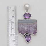 925 Sterling Silver Amethyst Slice Pendants