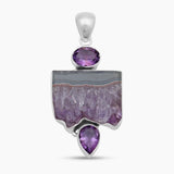 925 Sterling Silver Amethyst Slice Pendants