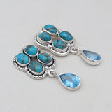 Blue Copper Turquoise Silver Earrings