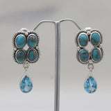 Blue Copper Turquoise Silver Earrings