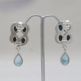 Blue Copper Turquoise Silver Earrings