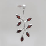 Marquise Cut Garnet Silver Leaf Pendants