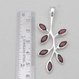 Marquise Cut Garnet Silver Leaf Pendants