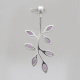 Marquise Cut Garnet Silver Leaf Pendants