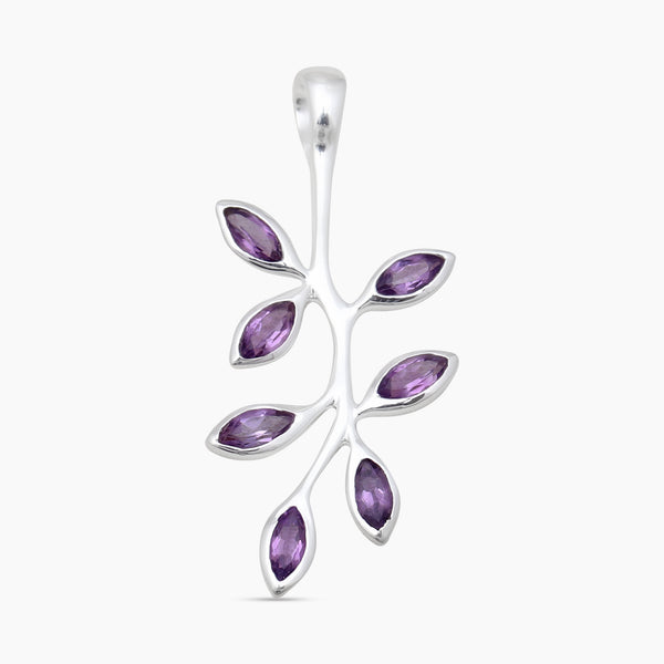 Marquise Cut Garnet Silver Leaf Pendants