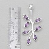 Marquise Cut Garnet Silver Leaf Pendants