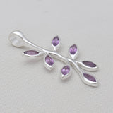 Marquise Cut Garnet Silver Leaf Pendants
