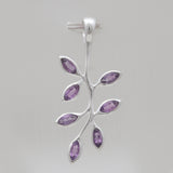 Marquise Cut Garnet Silver Leaf Pendants