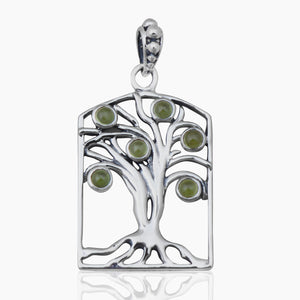 Tree Shape Peridot Silver Pendants