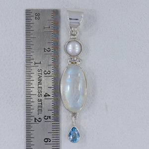 Rainbow Moonstone Silver Pendants