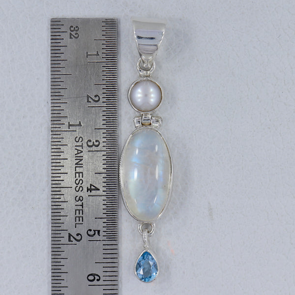 Rainbow Moonstone Silver Pendants
