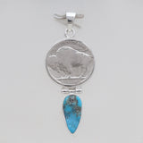 925 Sterling Silver Arizona Turquoise & Coin Pendants