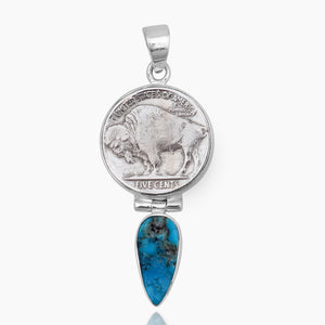 925 Sterling Silver Arizona Turquoise & Coin Pendants