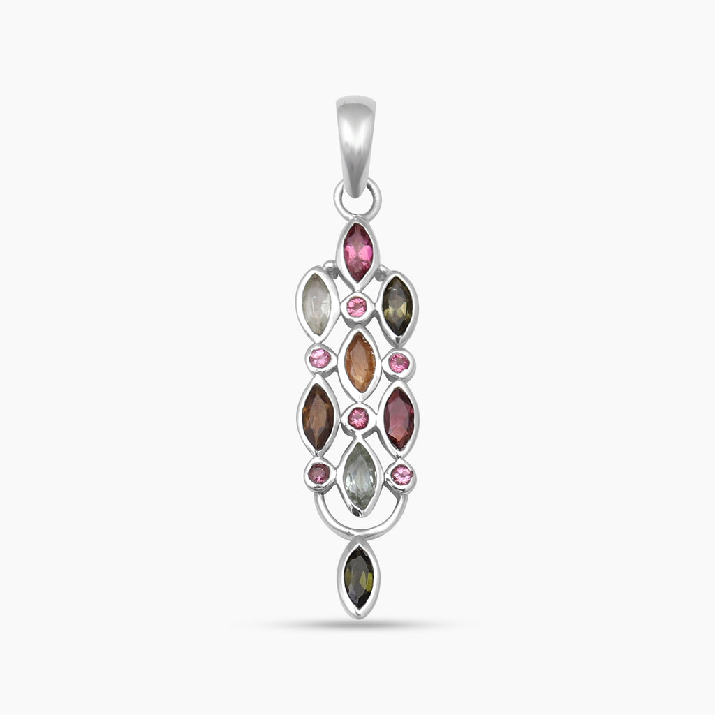 Multicolor Tourmaline Sterling Silver Pendants