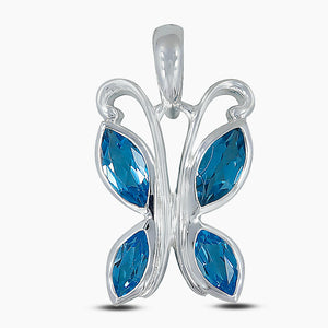 925 Silver Blue Topaz Butterfly Pendants