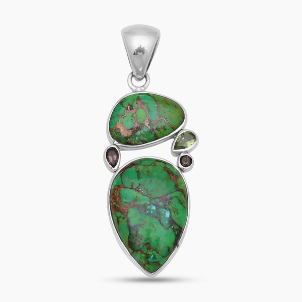 925 Silver Green Copper Turquoise Pendants