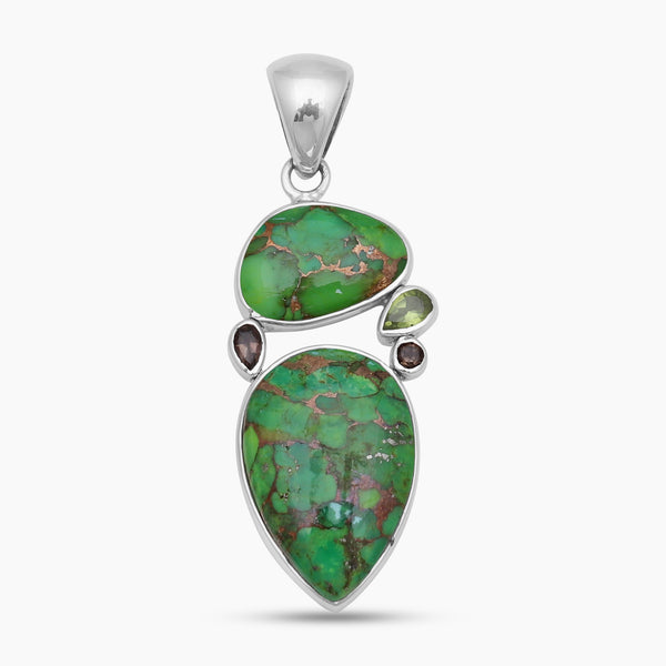 925 Silver Green Copper Turquoise Pendants