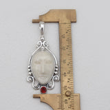 Face Carved Mother of Pearl Silver Pendants