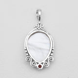 Face Carved Mother of Pearl Silver Pendants