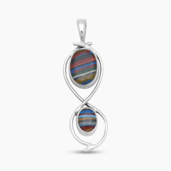 Rainbow Calsilica Silver Pendants