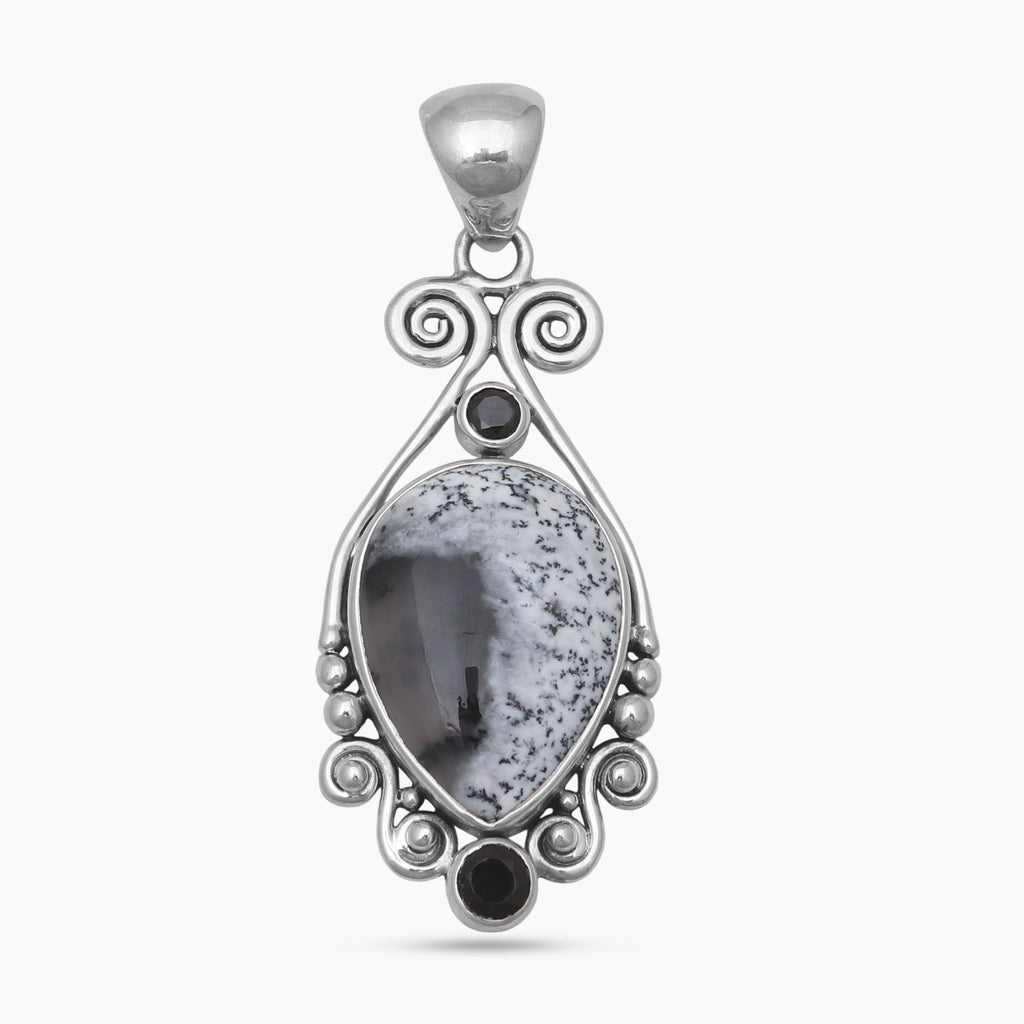Dendritic Opal Silver Pendants