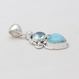 925 Silver Larimar & Blue Topaz Pendants