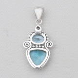 925 Silver Larimar & Blue Topaz Pendants