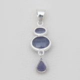 925 Sterling Silver Tanzanite Drop Pendants