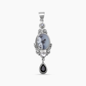 Dendritic Opal Silver Drop Pendants