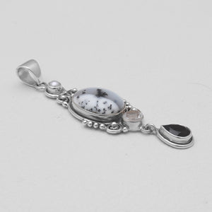 Dendritic Opal Silver Drop Pendants