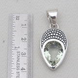 Pear Cut Green Amethyst Silver Pendants